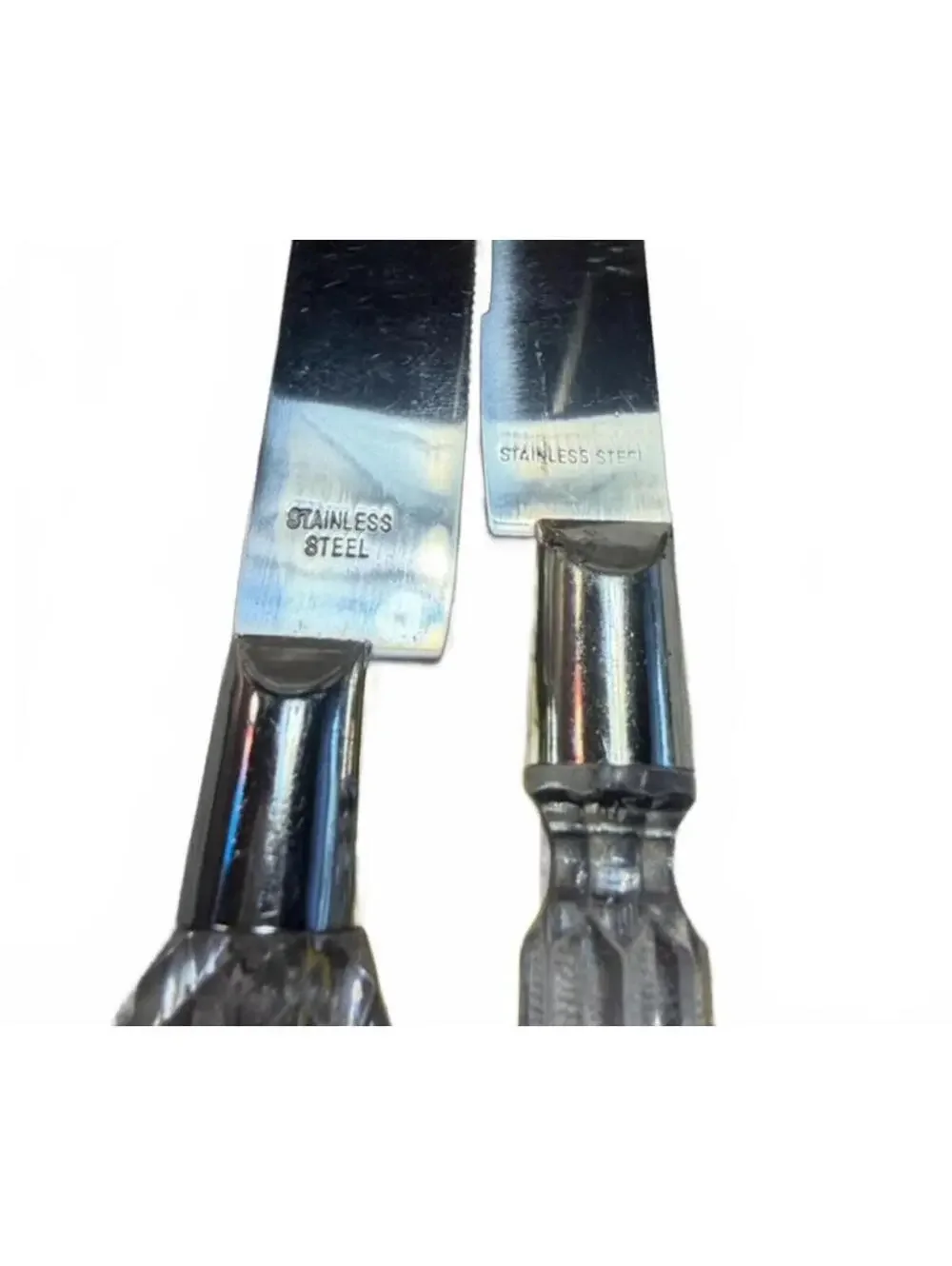Set of 2 Stainless Steel Serving Knives with Clear Acrylic Handles